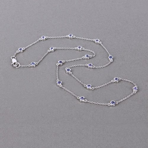 1.80 Carat Genuine Tanzanite .925 Sterling Silver Necklace Bids.com