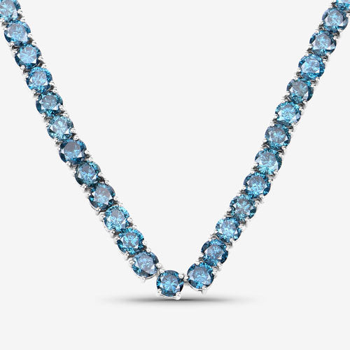 33.24 Carat Genuine Blue Diamond 14K White Gold Necklace Bids.com