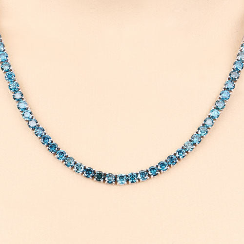33.24 Carat Genuine Blue Diamond 14K White Gold Necklace Bids.com