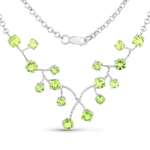 6.00 Carat Genuine Peridot .925 Sterling Silver Necklace Bids.com