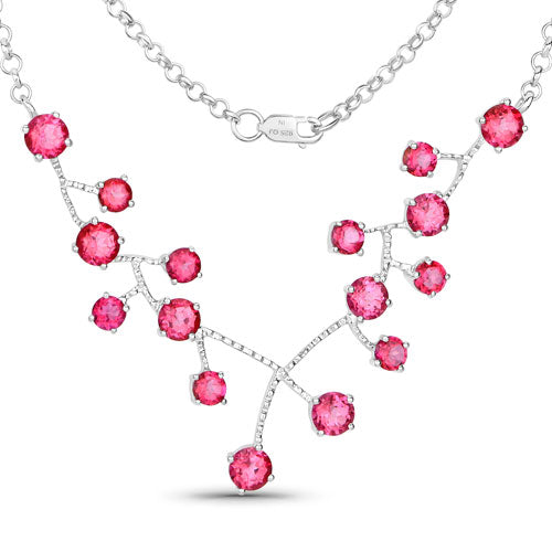 7.92 Carat Genuine Pink Topaz .925 Sterling Silver Necklace Bids.com