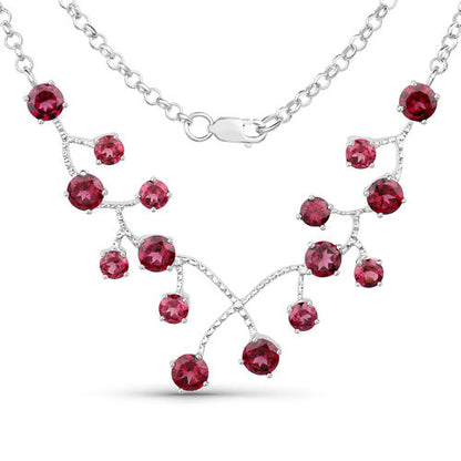 6.00 Carat Genuine Rhodolite Garnet .925 Sterling Silver Necklace Bids.com