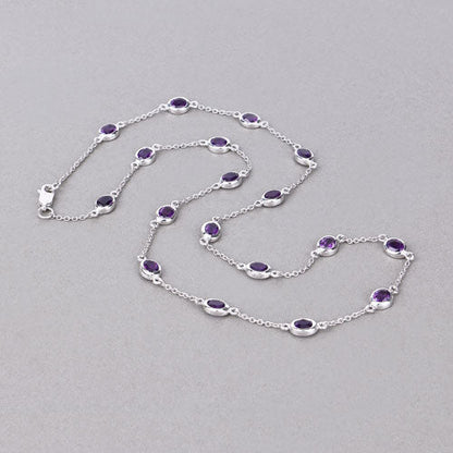 6.12 Carat Genuine Amethyst .925 Sterling Silver Necklace Bids.com