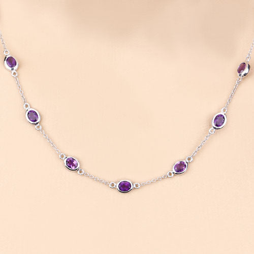 6.12 Carat Genuine Amethyst .925 Sterling Silver Necklace Bids.com