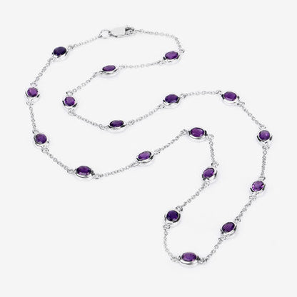 6.12 Carat Genuine Amethyst .925 Sterling Silver Necklace Bids.com