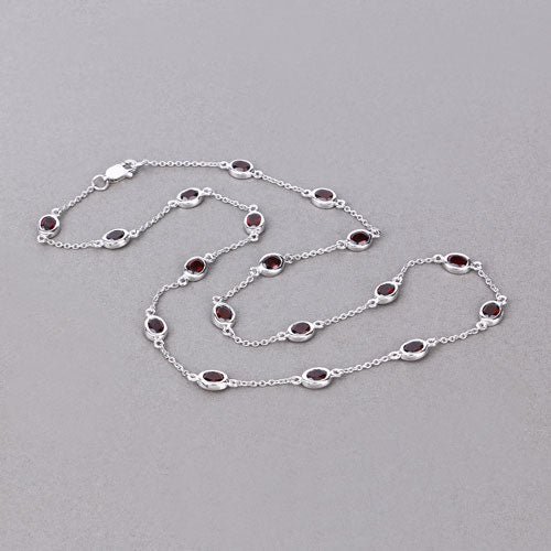 8.10 Carat Genuine Garnet .925 Sterling Silver Necklace Bids.com