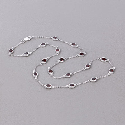 8.10 Carat Genuine Garnet .925 Sterling Silver Necklace Bids.com