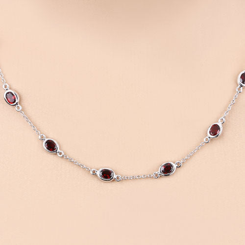 8.10 Carat Genuine Garnet .925 Sterling Silver Necklace Bids.com