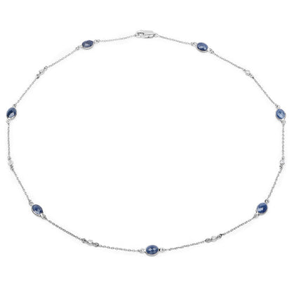 6.43 Carat Genuine Blue Sapphire and White Diamond .925 Sterling Silver Necklace Bids.com
