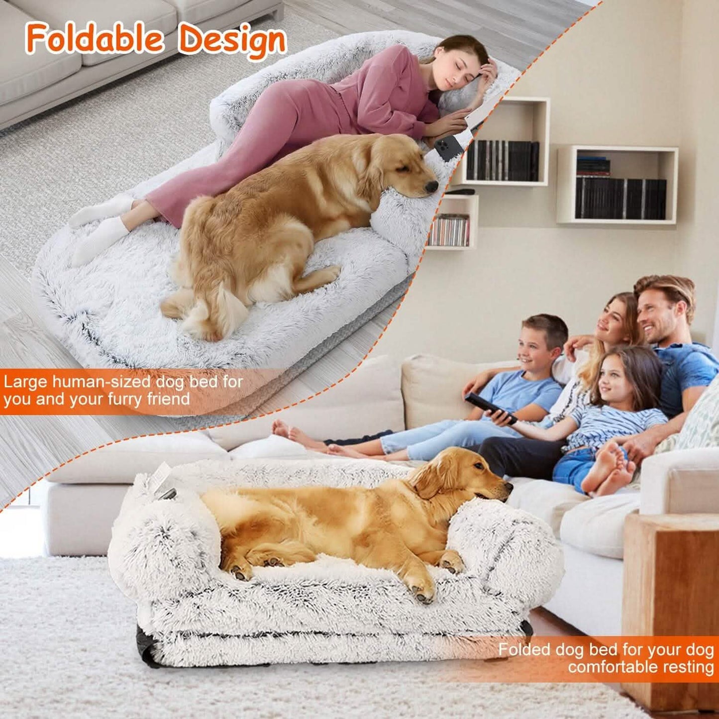 Napping Human-Sized Dog Bed Machine Washable Zipped Removable Cover DailySale