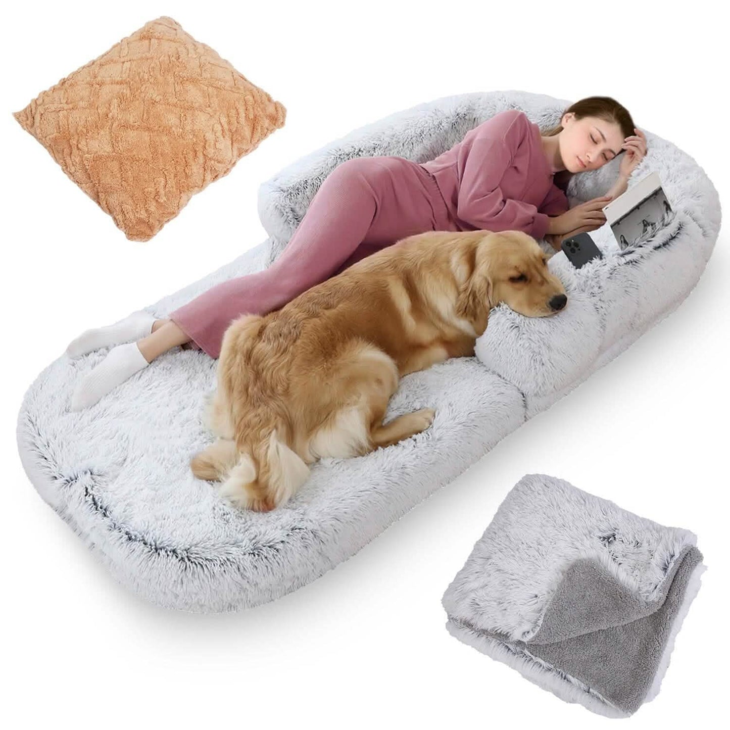 Napping Human-Sized Dog Bed Machine Washable Zipped Removable Cover DailySale
