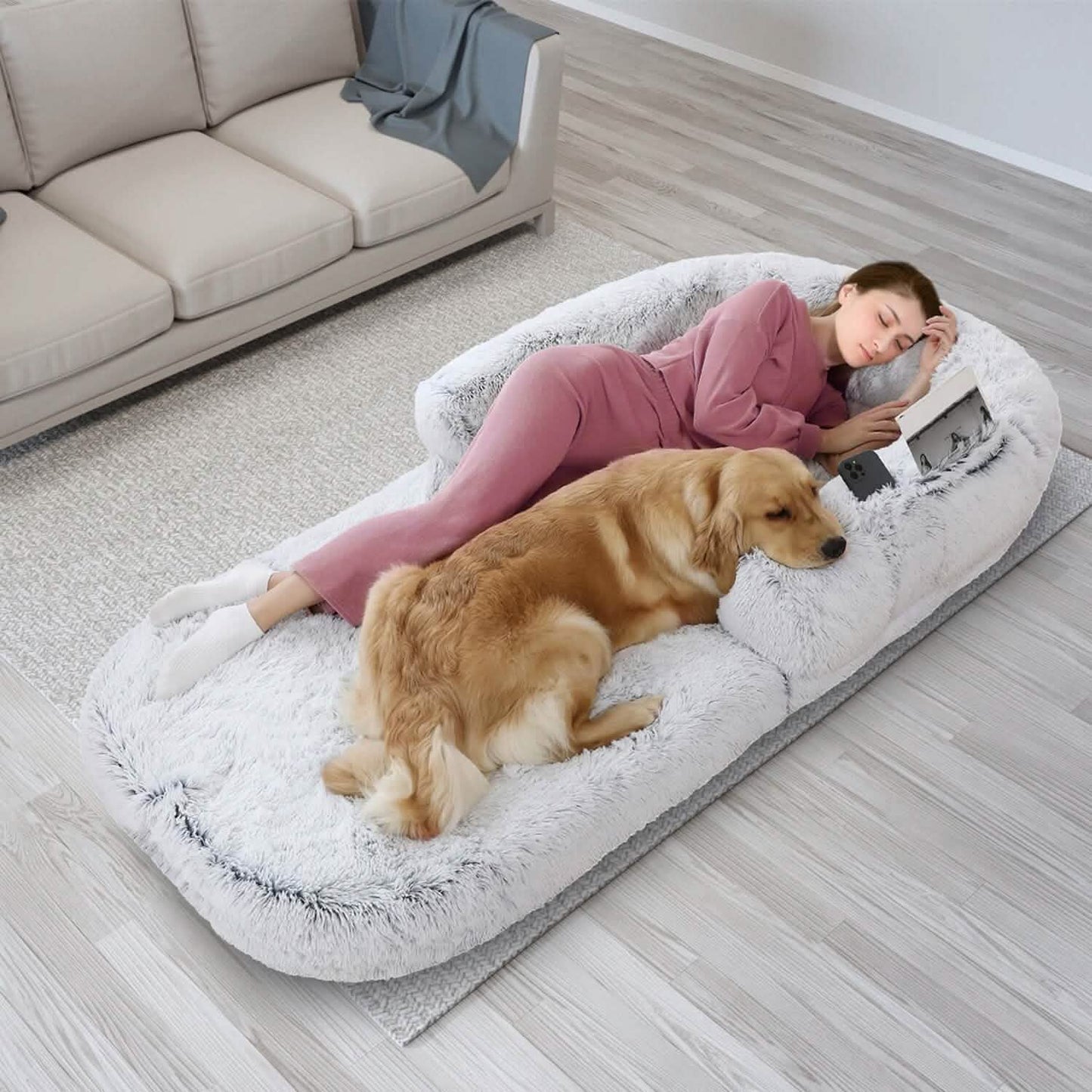 Napping Human-Sized Dog Bed Machine Washable Zipped Removable Cover DailySale