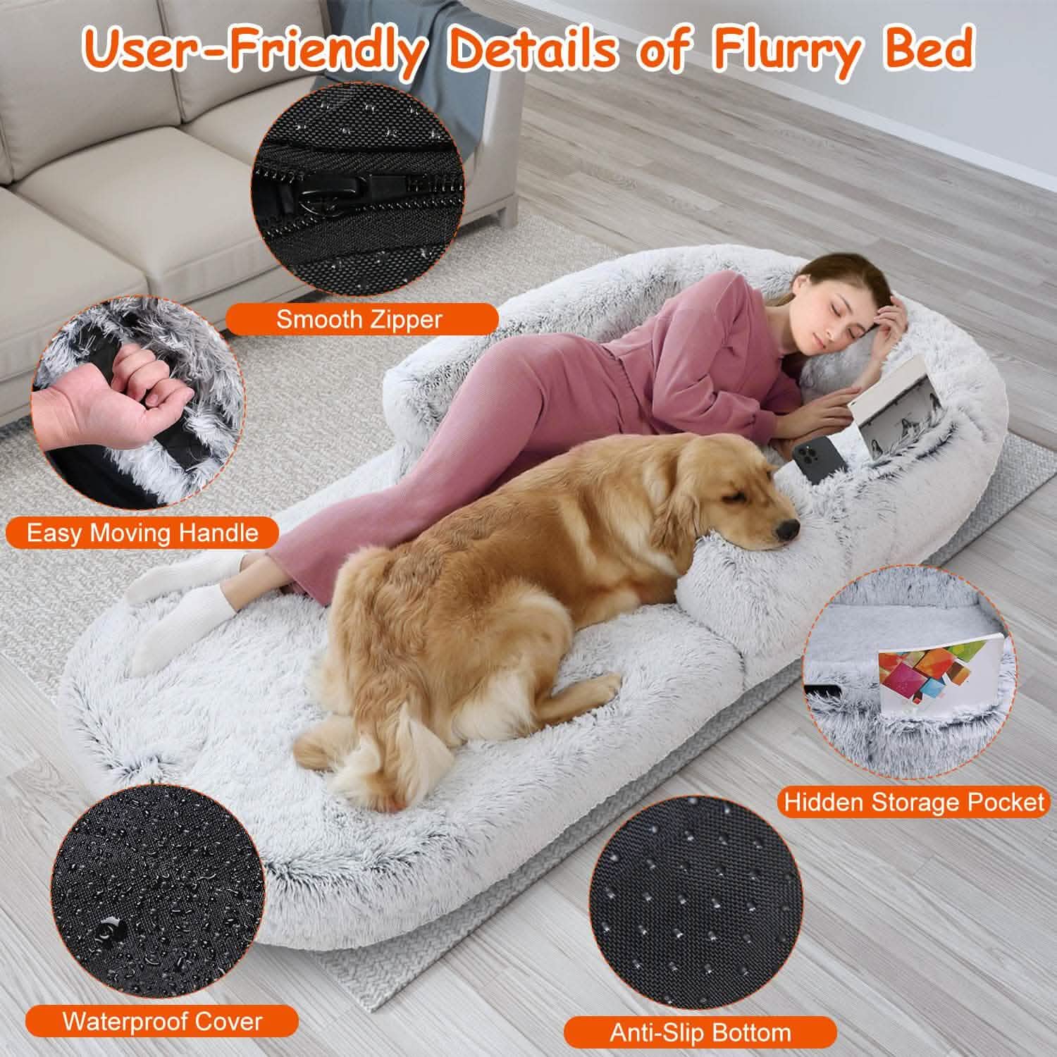 Napping Human-Sized Dog Bed Machine Washable Zipped Removable Cover DailySale