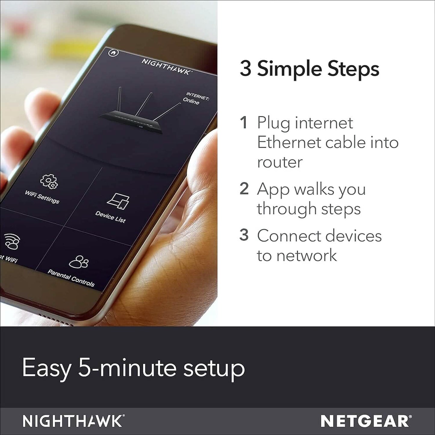 NETGEAR Nighthawk Smart Wi-Fi Router (R7000-100NAS) - AC1900 Wireless Speed (Up to 1900 Mbps) (Refurbished) DailySale