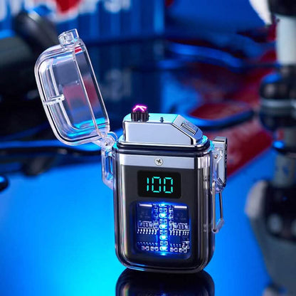 New Pulse Plasma Double Arc Lighter Type-C Rechargeable Transparent Shell DailySale