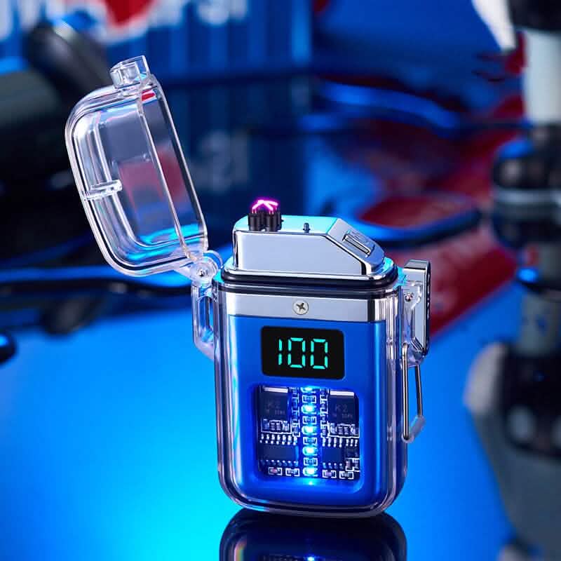 New Pulse Plasma Double Arc Lighter Type-C Rechargeable Transparent Shell DailySale