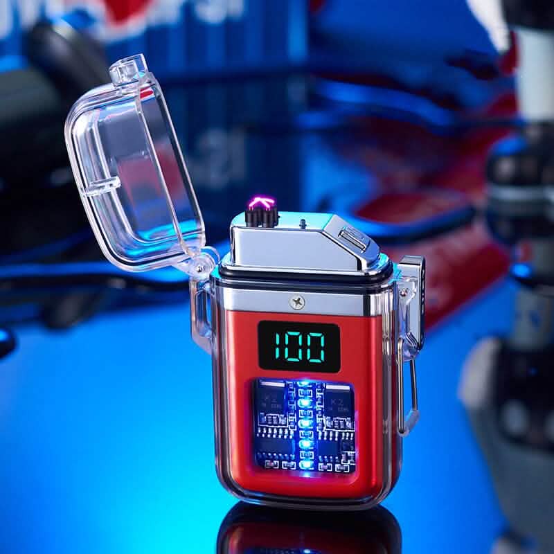 New Pulse Plasma Double Arc Lighter Type-C Rechargeable Transparent Shell DailySale