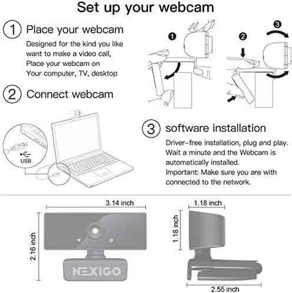 USB FHD Web Computer Camera with Dual Microphone & Privacy Cover DailySale