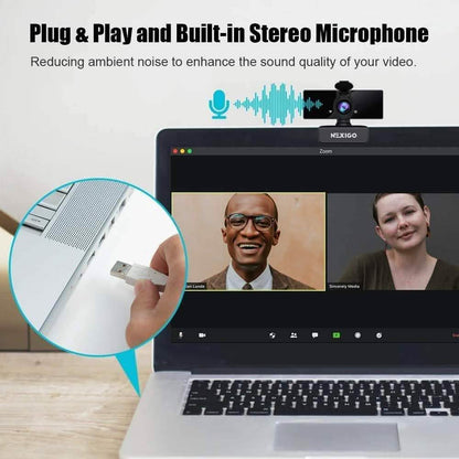 USB FHD Web Computer Camera with Dual Microphone & Privacy Cover DailySale