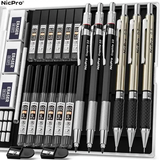 Nicpro Art Mechanical Pencil Set for Writing, Sketching, Drawing With Lead Refills Case DailySale