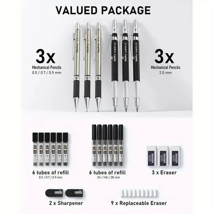 Nicpro Art Mechanical Pencil Set for Writing, Sketching, Drawing With Lead Refills Case DailySale
