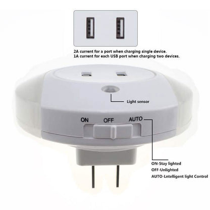 Night Light With 2 USB Ports DailySale