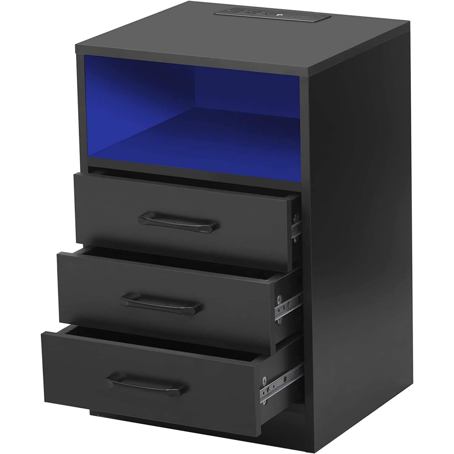 Nightstand with 3 Drawers, Cabinet and USB Charging Ports DailySale