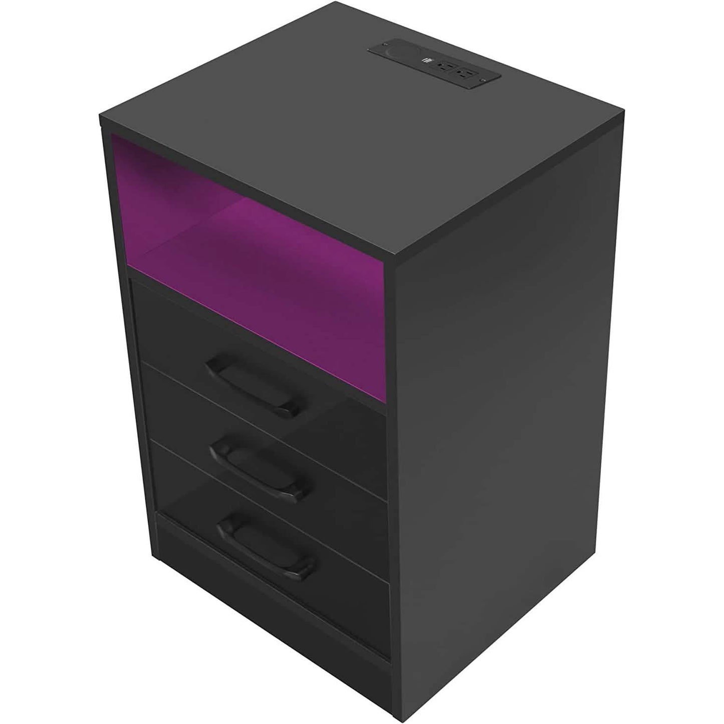 Nightstand with 3 Drawers, Cabinet and USB Charging Ports DailySale