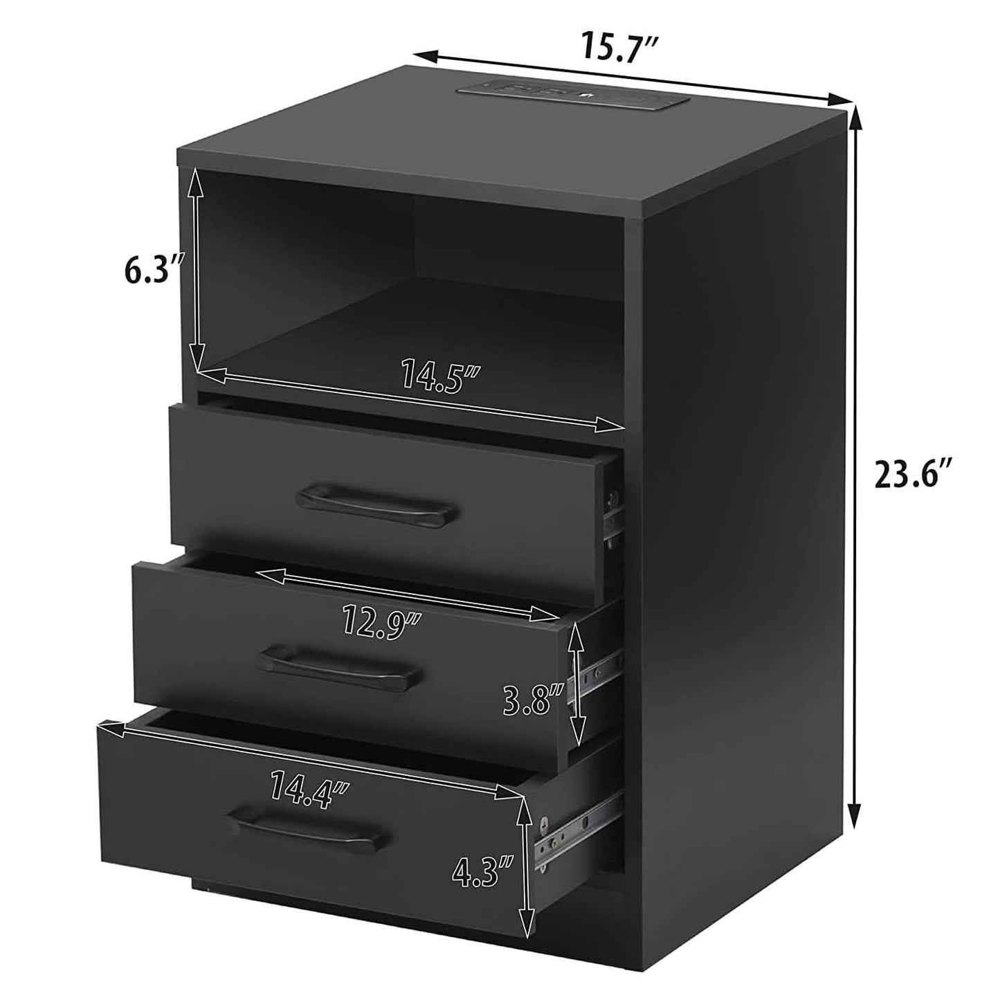 Nightstand with 3 Drawers, Cabinet and USB Charging Ports DailySale