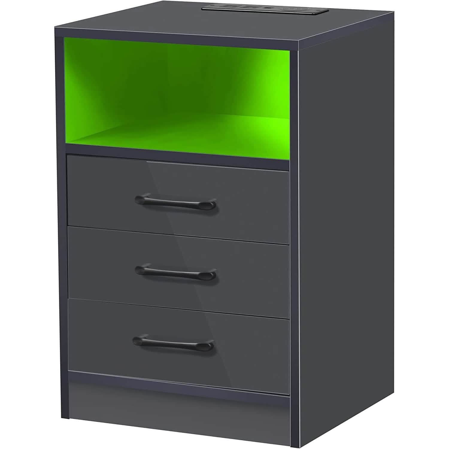 Nightstand with 3 Drawers, Cabinet and USB Charging Ports DailySale