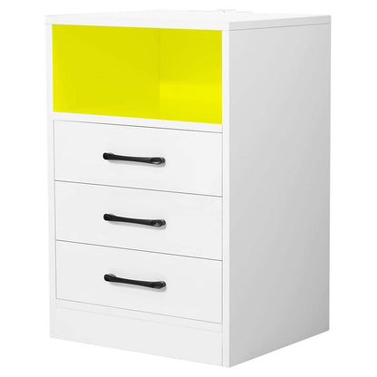 Nightstand with 3 Drawers, Cabinet and USB Charging Ports DailySale