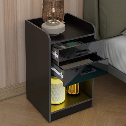 Nightstand with Charging Station and LED Lights DailySale