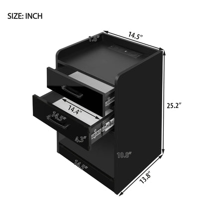 Nightstand with Charging Station and LED Lights DailySale