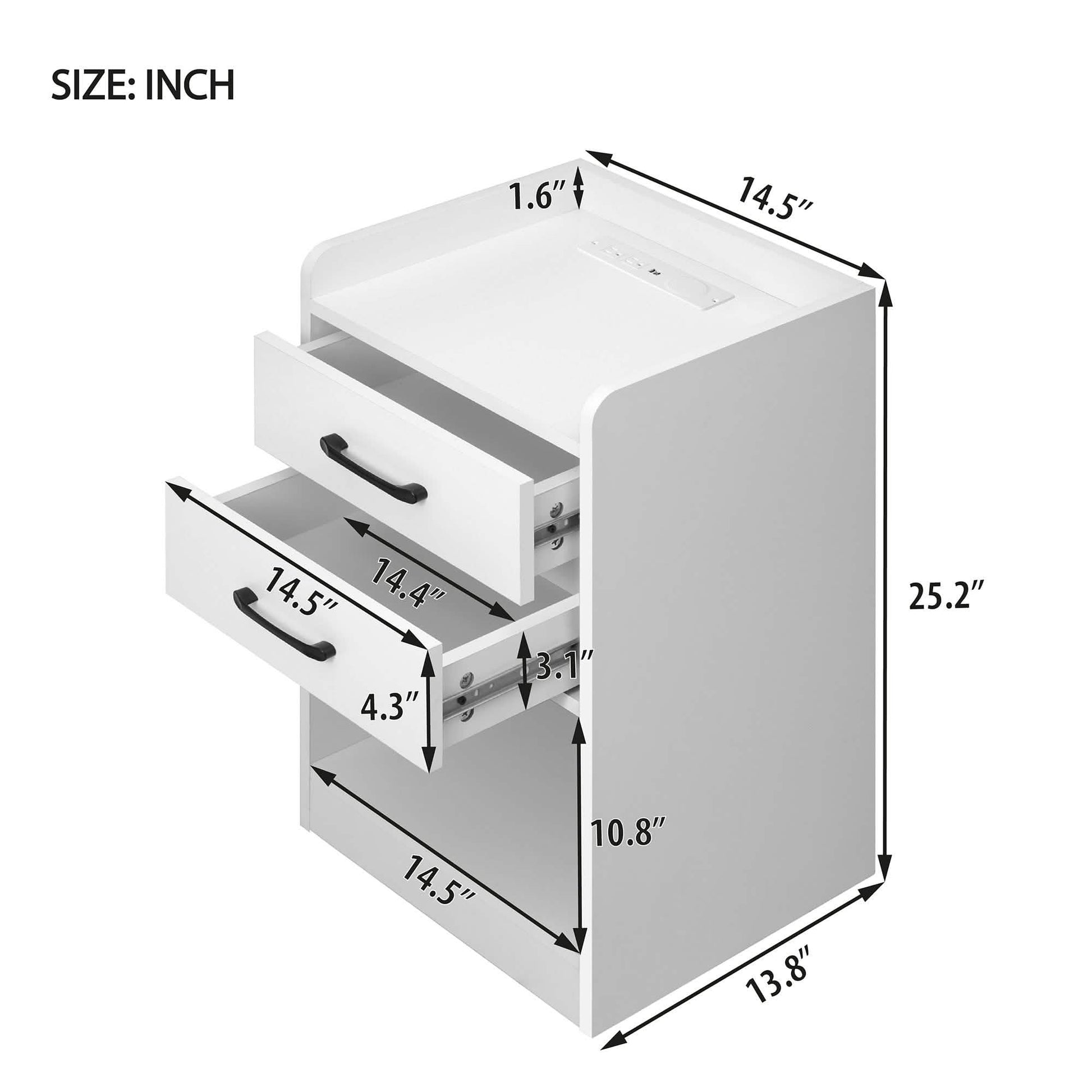 Nightstand with Charging Station and LED Lights DailySale
