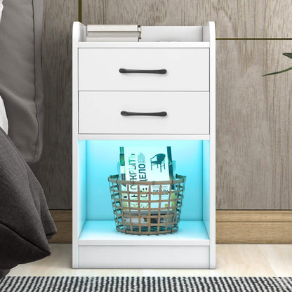 Nightstand with Charging Station and LED Lights DailySale