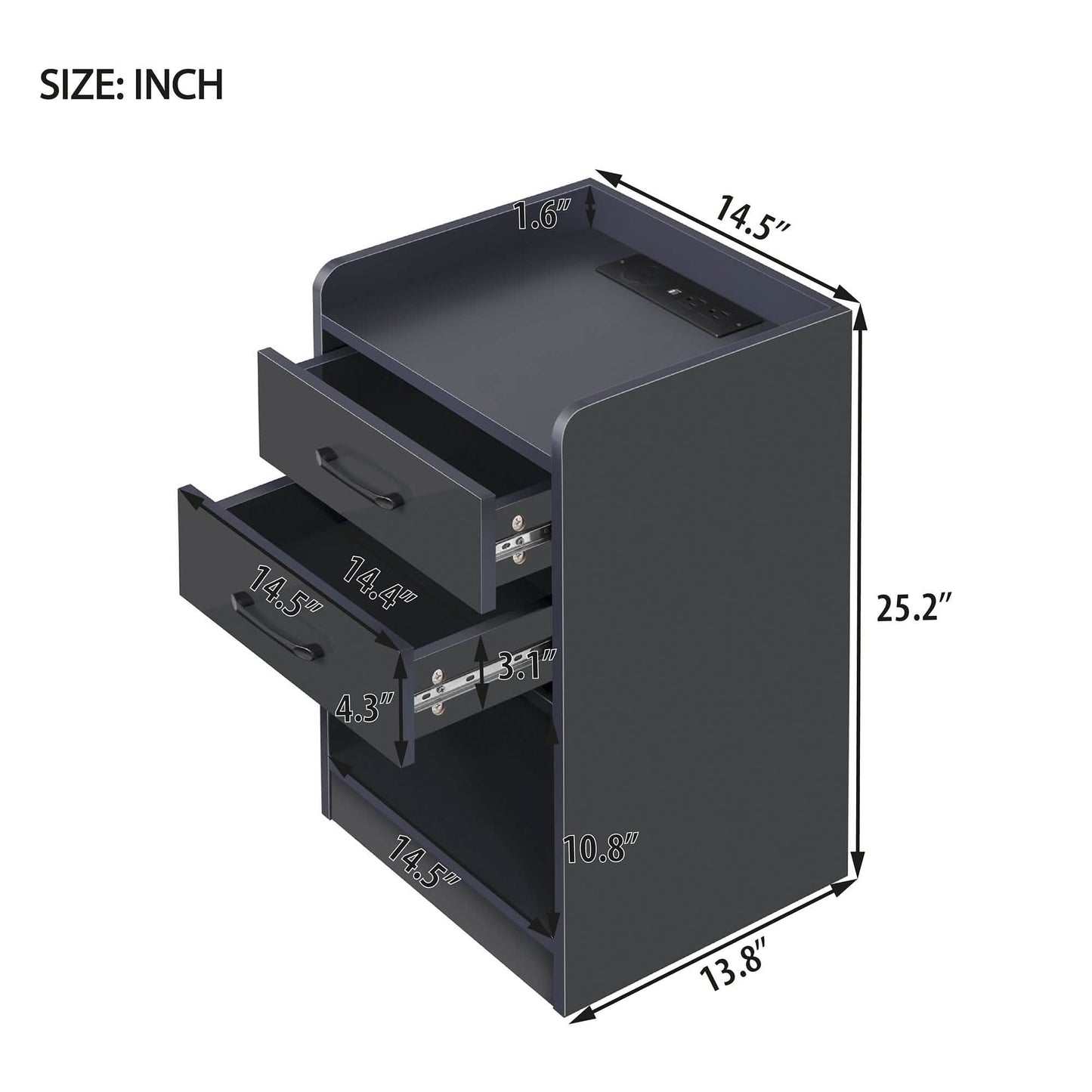 Nightstand with Charging Station and LED Lights DailySale