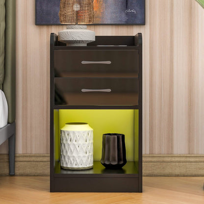 Nightstand with Charging Station and LED Lights DailySale