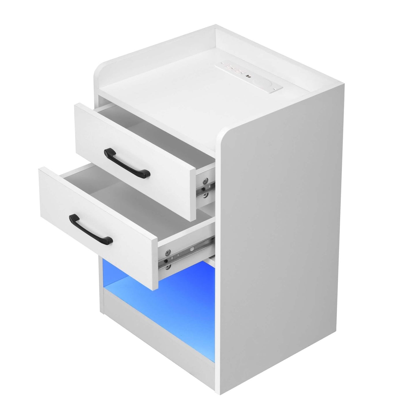 Nightstand with Charging Station and LED Lights DailySale