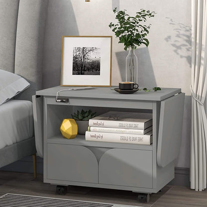 Nightstand with USB Port and Foldable Tabletop DailySale