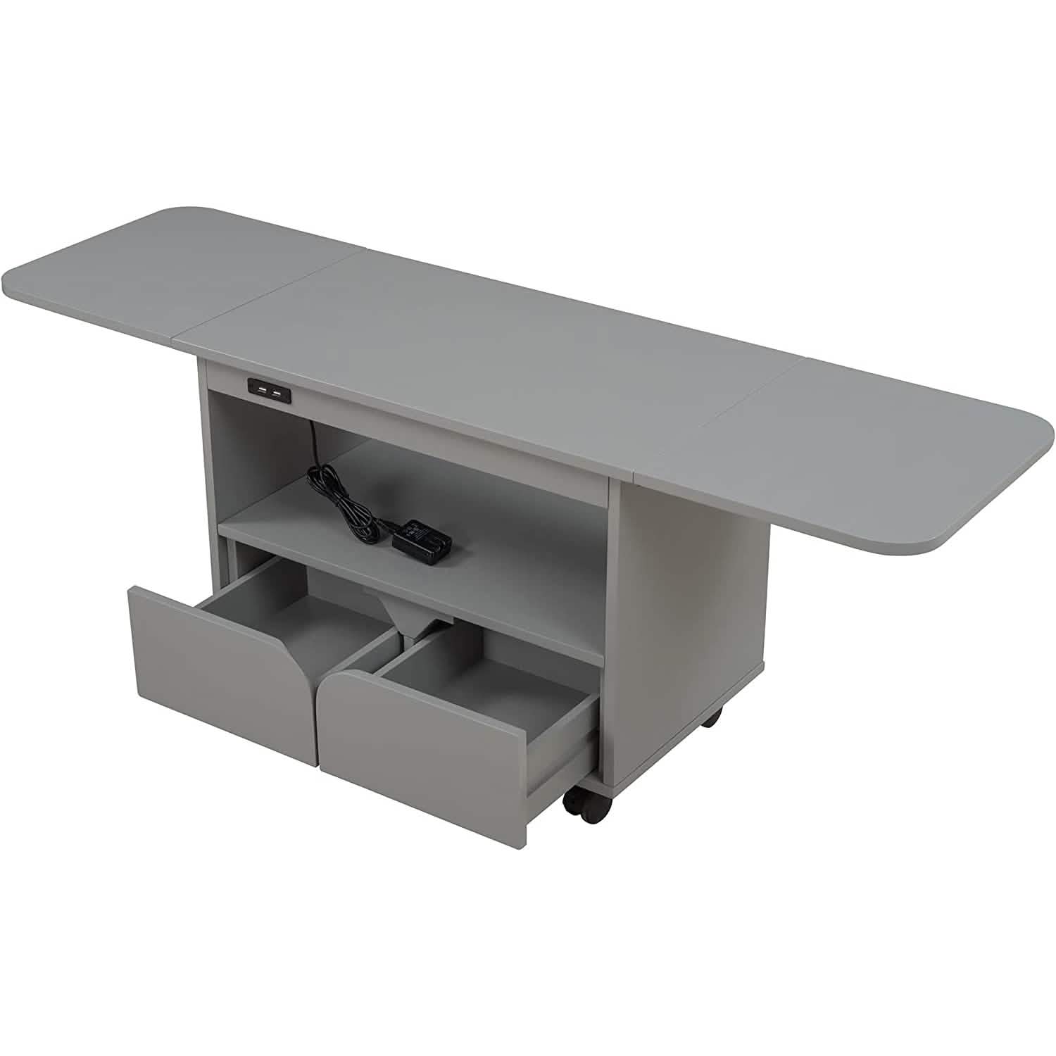 Nightstand with USB Port and Foldable Tabletop DailySale