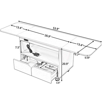 Nightstand with USB Port and Foldable Tabletop DailySale