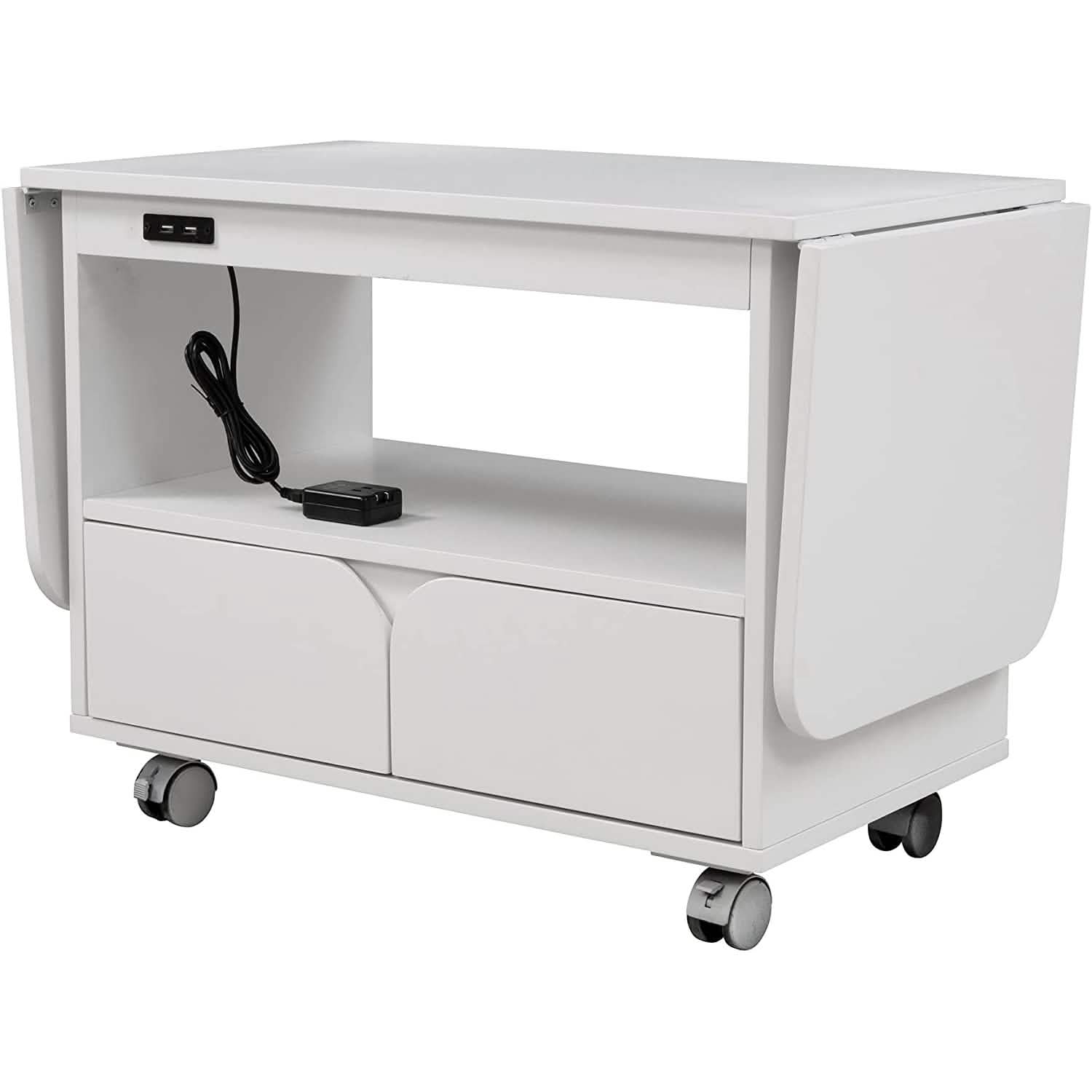 Nightstand with USB Port and Foldable Tabletop DailySale