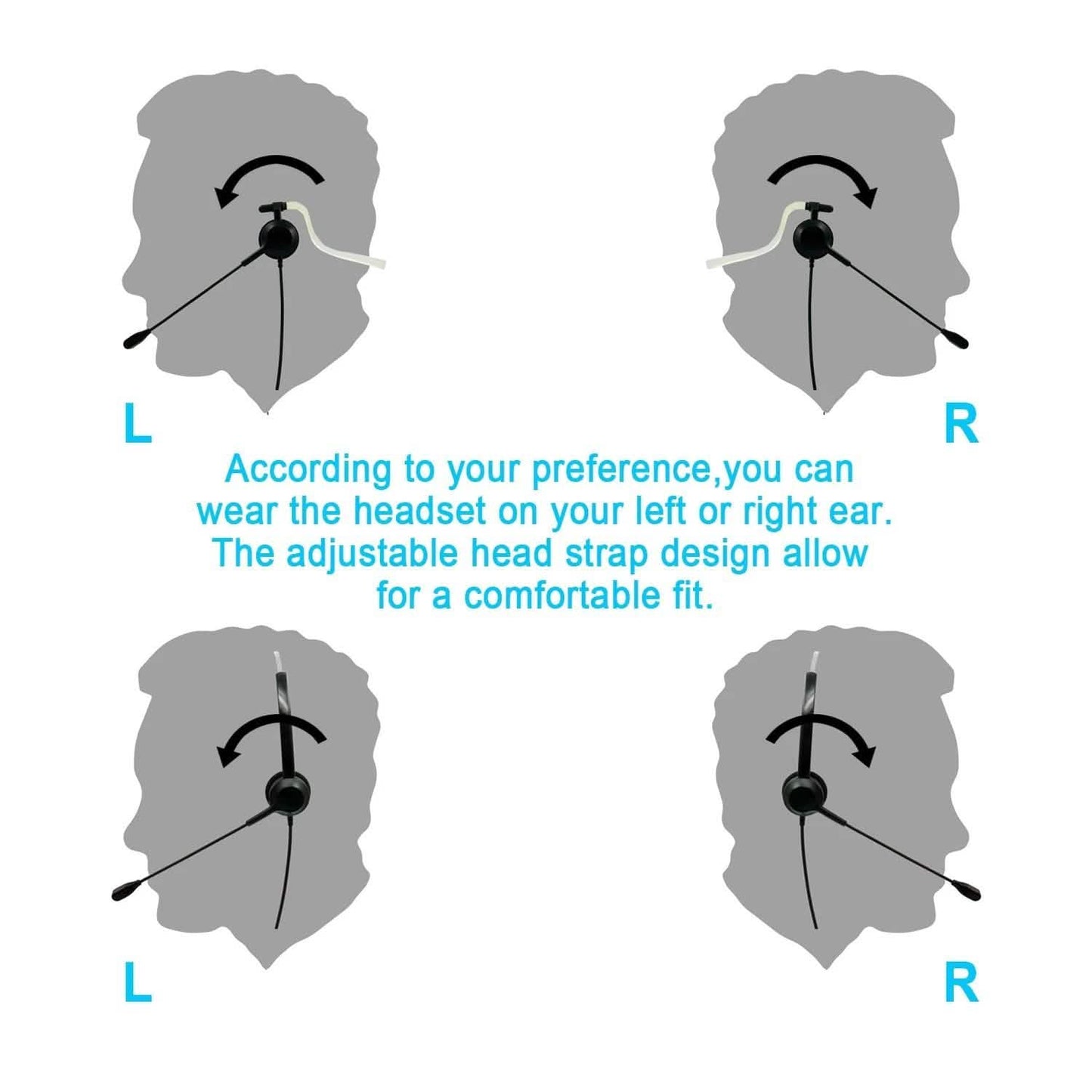 Noise Canceling Headset Convertible RJ9 Earphone with Microphone Adaptor DailySale
