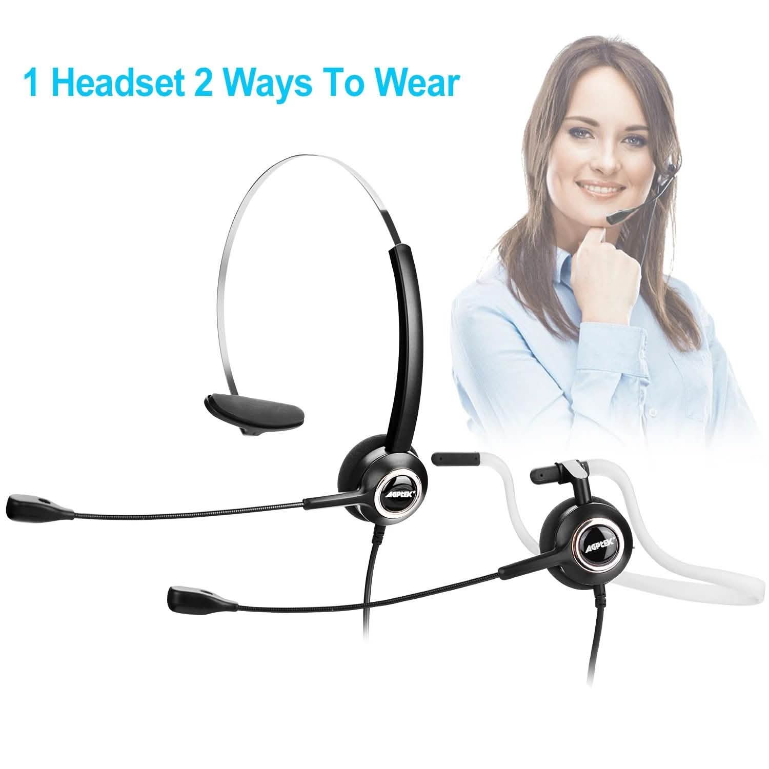Noise Canceling Headset Convertible RJ9 Earphone with Microphone Adaptor DailySale