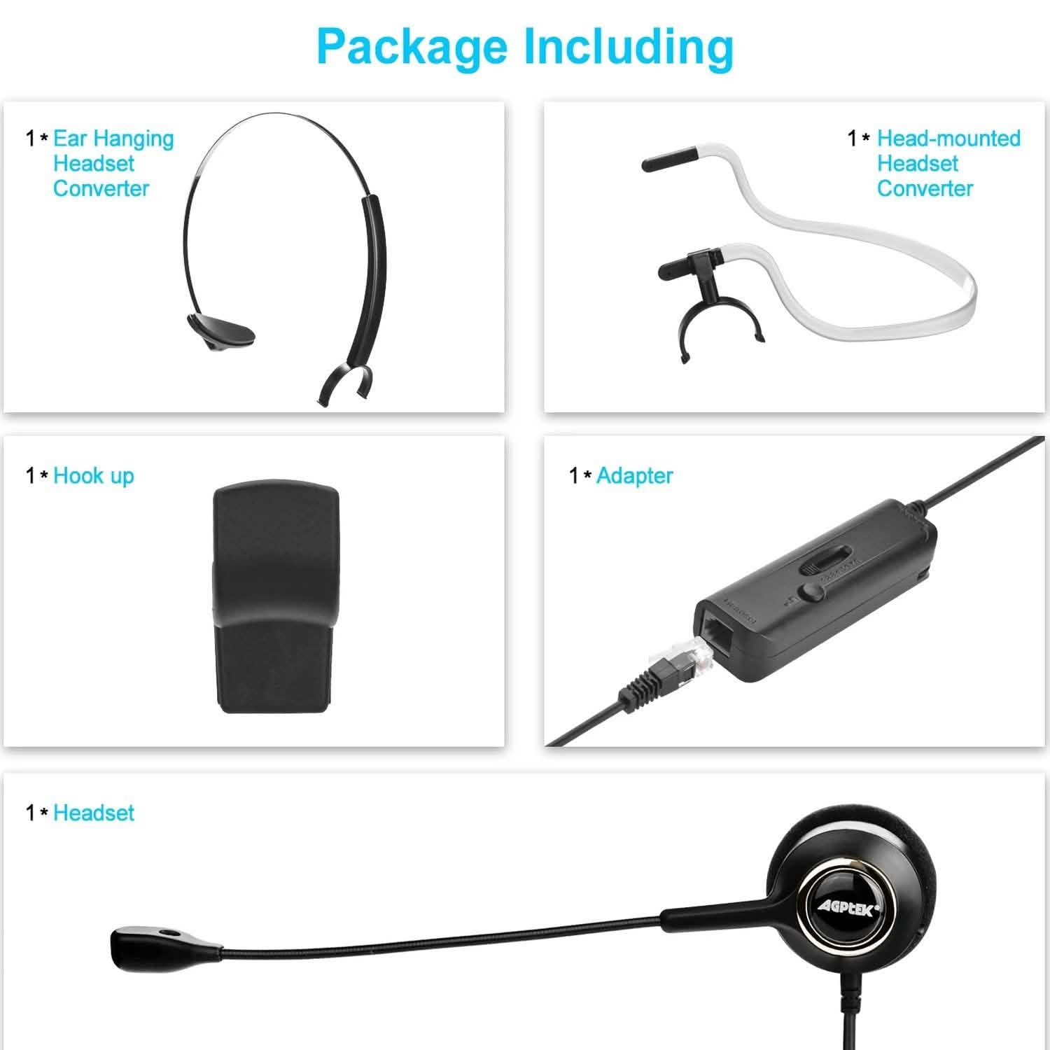 Noise Canceling Headset Convertible RJ9 Earphone with Microphone Adaptor DailySale