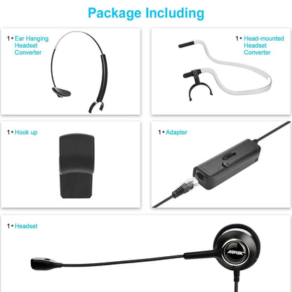 Noise Canceling Headset Convertible RJ9 Earphone with Microphone Adaptor DailySale