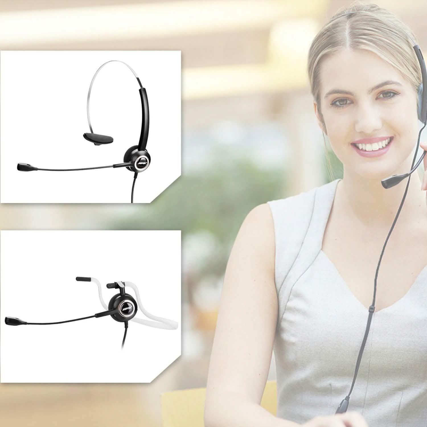 Noise Canceling Headset Convertible RJ9 Earphone with Microphone Adaptor DailySale