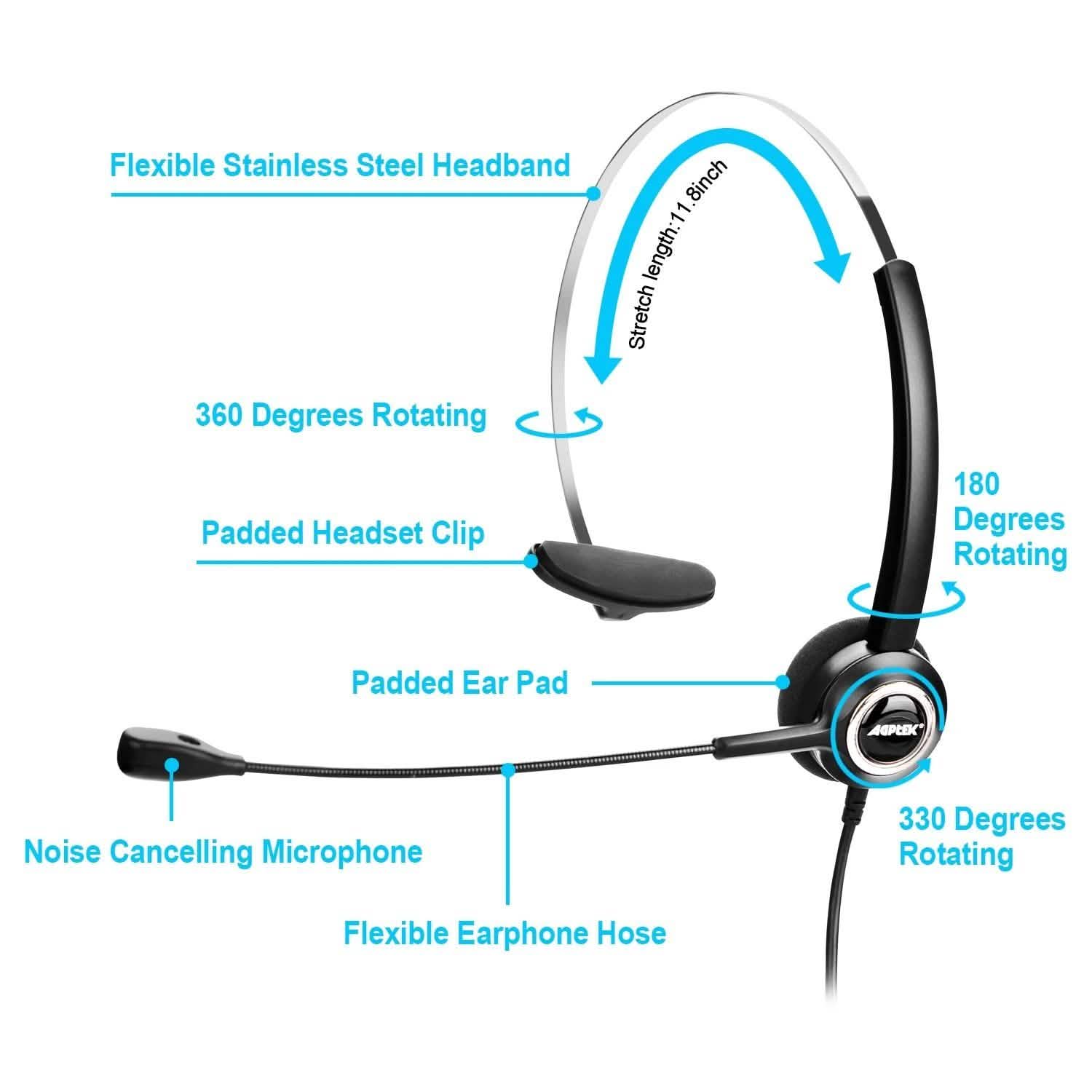 Noise Canceling Headset Convertible RJ9 Earphone with Microphone Adaptor DailySale