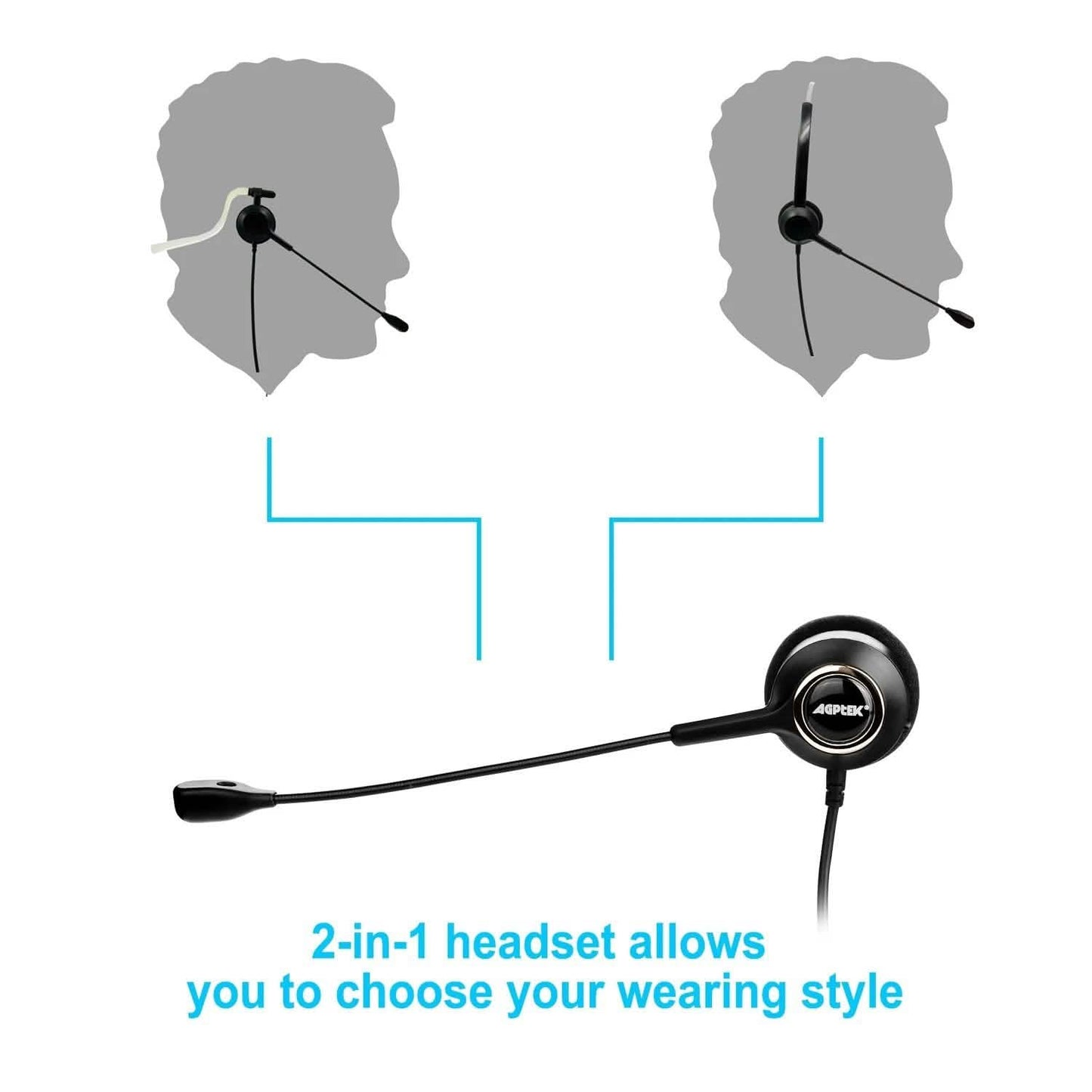 Noise Canceling Headset Convertible RJ9 Earphone with Microphone Adaptor DailySale