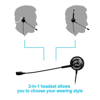 Noise Canceling Headset Convertible RJ9 Earphone with Microphone Adaptor DailySale